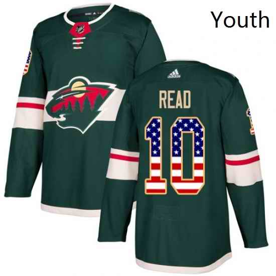 Youth Adidas Minnesota Wild 10 Matt Read Authentic Green USA Flag Fashion NHL Jersey
